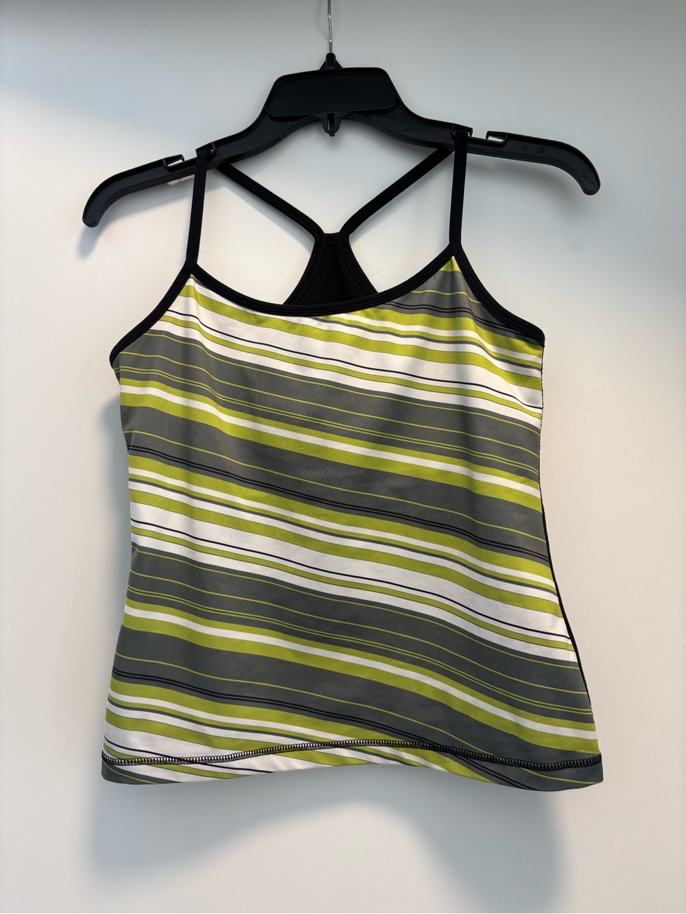 Lululemon Striped Racerback Tank Top in Olive Green and Gray